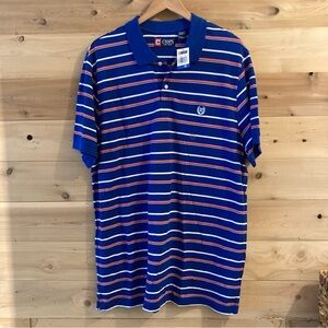 Chaps blue striped short sleeved polo shirt NWT